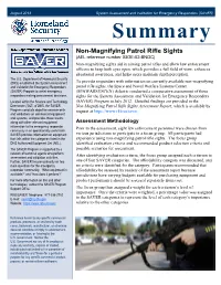 Non-Magnifying Patrol Rifle Sights Summary