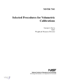 Selected Procedures for Volumetric Calibrations