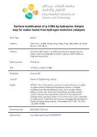 Surface Modification of G-C3N4 by Hydrazine: Simple Way for Noble-Metal Free Hydrogen Evolution Catalysts