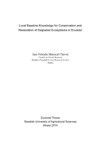 Local Baseline Knowledge for Conservation and Restoration of Degraded Ecosystems in Ecuador