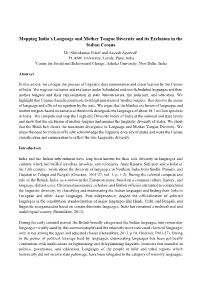 Mapping India's Language and Mother Tongue Diversity and Its