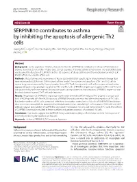 SERPINB10 Contributes to Asthma by Inhibiting the Apoptosis of Allergenic Th2 Cells