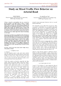 Study on Mixed Traffic Flow Behavior on Arterial Road