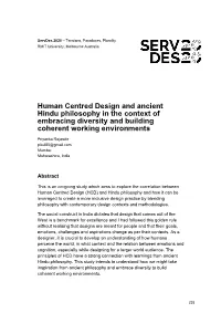 Human Centred Design and Ancient Hindu Philosophy in the Context of Embracing Diversity and Building Coherent Working Environments