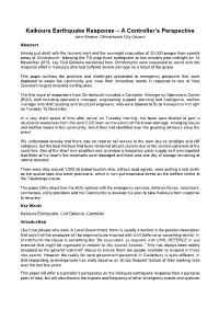 Kaikoura Earthquake Response – a Controller's Perspective