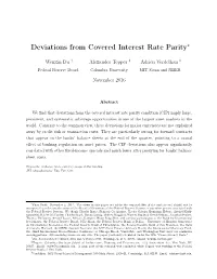 Deviations from Covered Interest Rate Parity∗