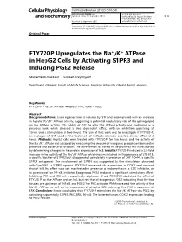 FTY720P Upregulates the Na+/K+ Atpase in Hepg2 Cells by Activating S1PR3 and Inducing PGE2 Release