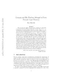 Germain and Her Fearless Attempt to Prove Fermat's Last Theorem