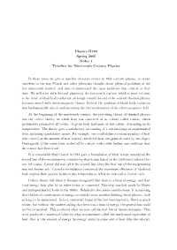 Physics H190 Spring 2005 Notes 1 Timeline for Nineteenth Century Physics