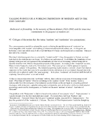 Talking Points for a Working Definition of Modern Art in the 21St Century