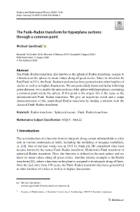 The Funk–Radon Transform for Hyperplane Sections Through a Common Point