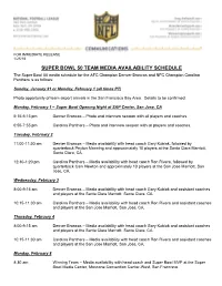 Super Bowl 50 Team Media Availability Schedule