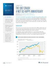 The 1987 Crash: a Not So Happy Anniversary