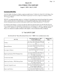 Wgn-Tv Eeo Public File Report I. Vacancy List