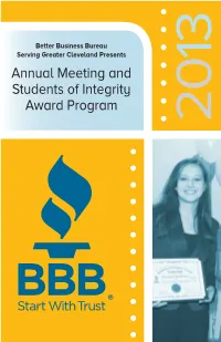 Annual Meeting and Students of Integrity Award Program 20