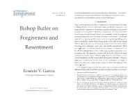 Bishop Butler on Forgiveness and Resentment
