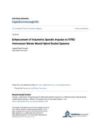 Enhancement of Volumetric Specific Impulse in HTPB/Ammonium Nitrate Mixed