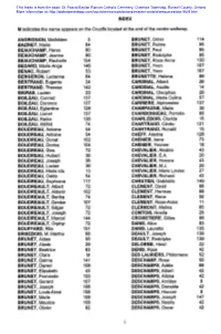 INDEX M Indicates the Name Appears on the Crucifix Located at the End of the Centre Walkway. ANGRIGNON, Mathildee BAZINET, Marie