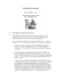 Introduction to the Book of Leviticus