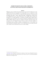 Market Instability and Economic Complexity: Economic Lessons from Transition Experiments1