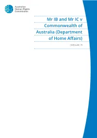 Mr IB and Mr IC V Commonwealth of Australia (Department of Home Affairs)