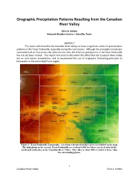 Orographic Precipitation Patterns Resulting from the Canadian River Valley
