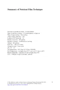 Summary of Nutrient Film Technique