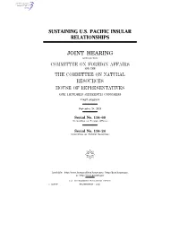 Sustaining U.S. Pacific Insular Relationships Joint Hearing