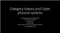 Category Theory and Cyber Physical Systems