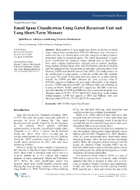 Email Spam Classification Using Gated Recurrent Unit and Long Short-Term Memory
