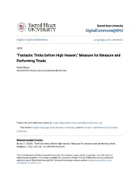 Fantastic Tricks Before High Heaven,” Measure for Measure and Performing Triads