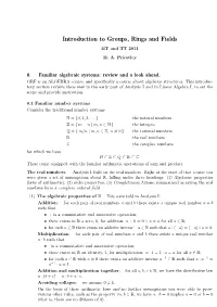 Introduction to Groups, Rings and Fields