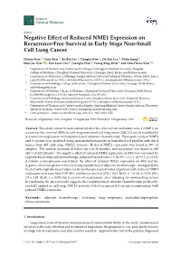 Negative Effect of Reduced NME1 Expression on Recurrence