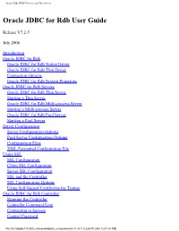 Oracle Rdb JDBC Drivers and Thin Server