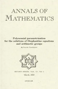 Polynomial Parametrization for the Solutions of Diophantine Equations and Arithmetic Groups
