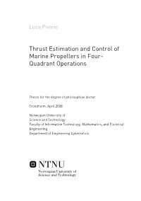 Thrust Estimation and Control of Marine Propellers in Four- Quadrant Operations