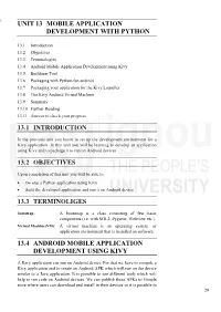 Unit 13 Mobile Application Development with Python