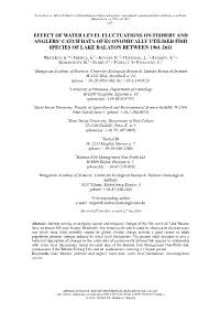 Effect of Water Level Fluctuations on Fishery and Anglers’ Catch Data of Economically Utilised Fish Species of Lake Balaton Between 1901 and 2011 - 221