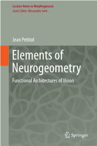 Elements of Neurogeometry Functional Architectures of Vision Lecture Notes in Morphogenesis