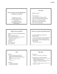 Laser Procedures for the Management of Glaucoma and More Handout