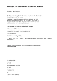 Messages and Papers of the Presidents: Harrison