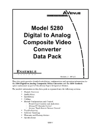 Model 5280 Digital to Analog Composite Video Converter Data Pack