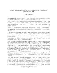 NOTES on CHARACTERISTIC P COMMUTATIVE ALGEBRA MARCH 3RD, 2017