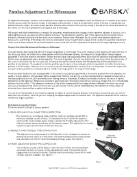Parallax Adjustment for Riflescopes