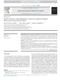 Positive Deviance and Hand Hygiene of Nurses in a Quebec Hospital: What Can We Learn from the Best?