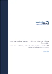 State Aquaculture Research, Training and Service Delivery Capabilities