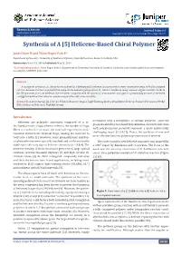 Synthesis of a [5] Helicene-Based Chiral Polymer