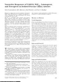 Vasoactive Responses of U46619, PGF2 , Latanoprost, and Travoprost