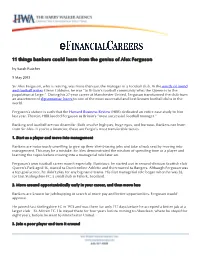 11 Things Bankers Could Learn from the Genius of Alex Ferguson by Sarah Butcher