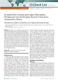 An Updated List of Marine Green Algae (Chlorophyta, Ulvophyceae) from the Biosphere Reserve of Sian Ka’An, Quintana Roo, Mexico